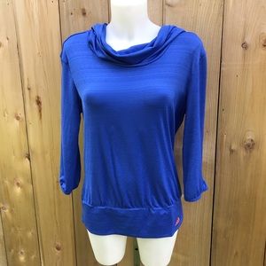 Adidas blue hooded 3/4 sleeve top size medium